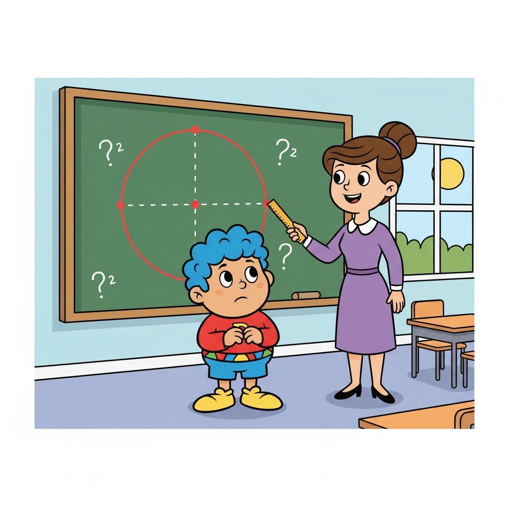 Radius, a bright-eyed student, stared at the chalkboard, a confusing diagram of a circle staring back at him. His teacher, Ms. Theorem, explained that understanding circles was the key to unlocking many geometric secrets. Radius felt a mix of curiosity and slight intimidation.