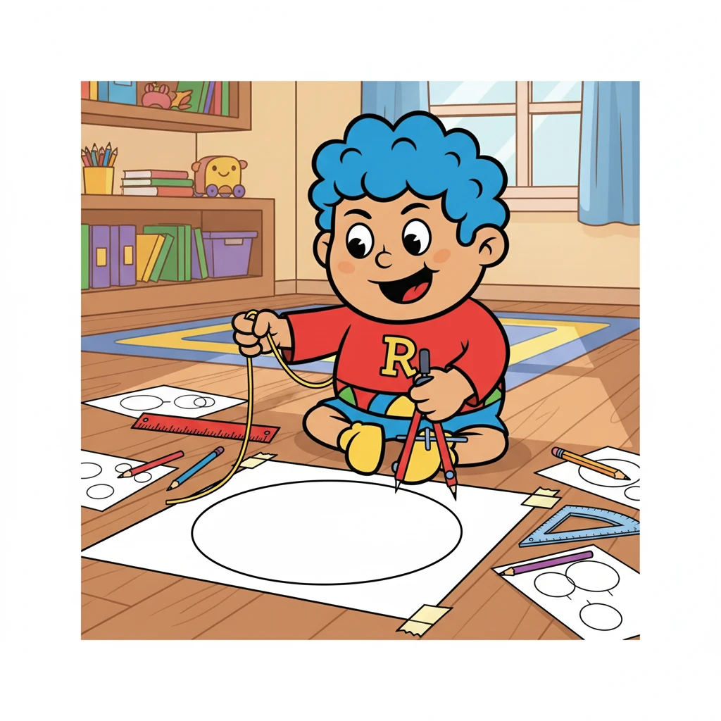 Radius, determined to understand, decided to explore the concept further. He grabbed a piece of string and a compass, ready to create his own circles. He experimented with different radii, measuring and calculating as he went.