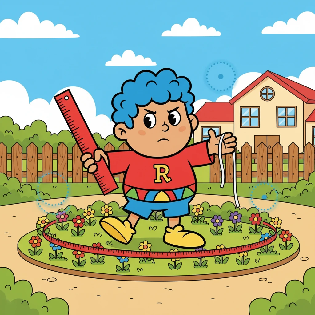 Radius faced a challenge: He needed to calculate the area and perimeter of a circular garden for a school project. He paced around the garden, measuring its diameter and applying the formulas he learned.