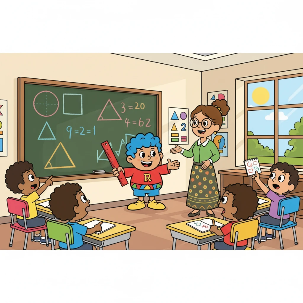 Back in class, Radius shared his findings with Ms. Theorem and his classmates. He explained the formulas and showed his calculations, making the concepts easier to understand for everyone. His classmates were impressed.