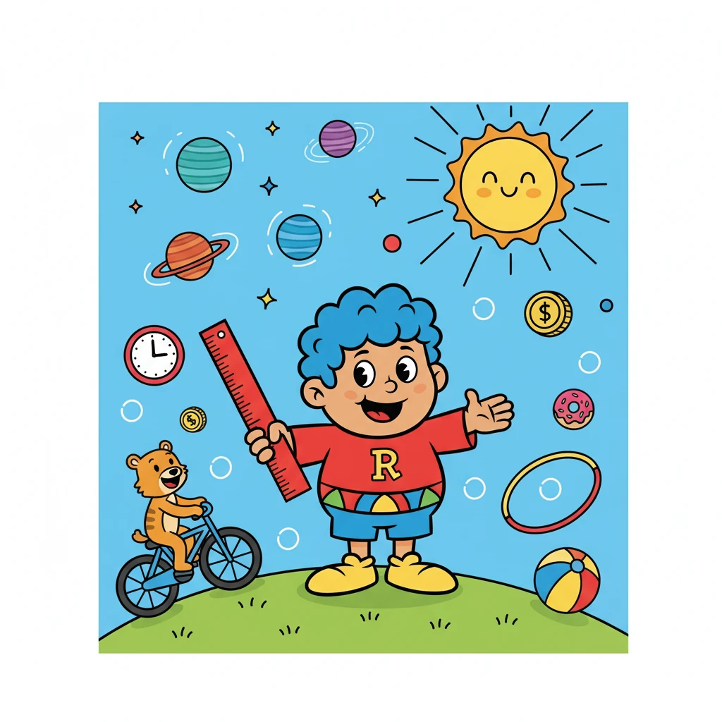 Finally, Radius realized that circles weren't just abstract shapes; they were everywhere! From the wheels of a bike to the orbits of planets. He understood the beauty and practicality of geometry, and his journey had just begun.