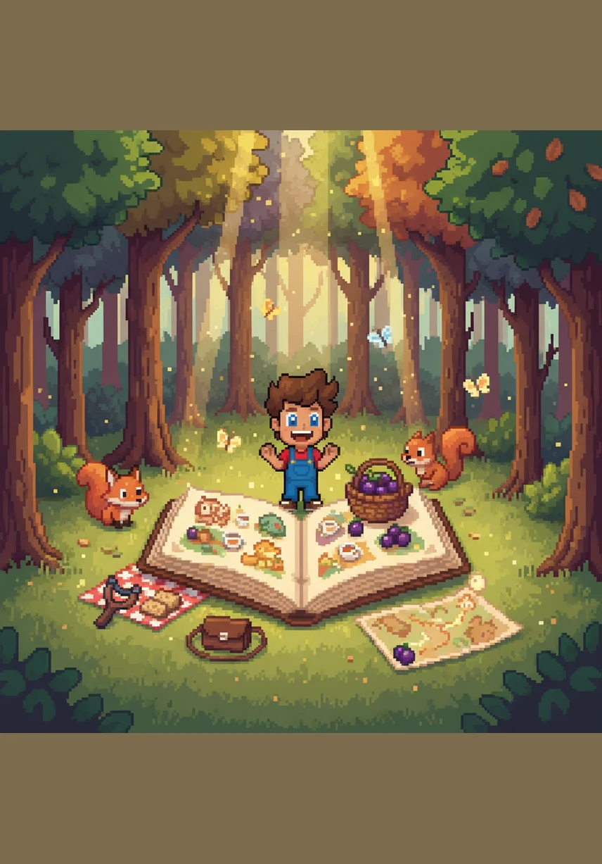 Leo finds a cozy picnic spot and sees a giant, juicy slice of pink watermelon. The bright pink fruit is dotted with tiny black seeds and looks like a perfect summer treat.