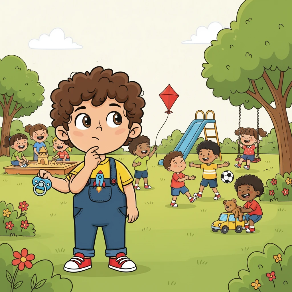 They went to the park, and Rafael saw all the other children playing happily. Some had toys, some had friends, and none had a pacifier. Rafael thought about all the fun he could have without it.