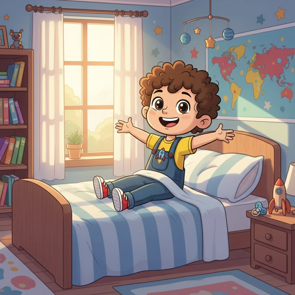 The next morning, Rafael woke up feeling proud and happy. He had done it! He smiled, knowing he could do anything. His big day had arrived, and he was ready for new adventures.