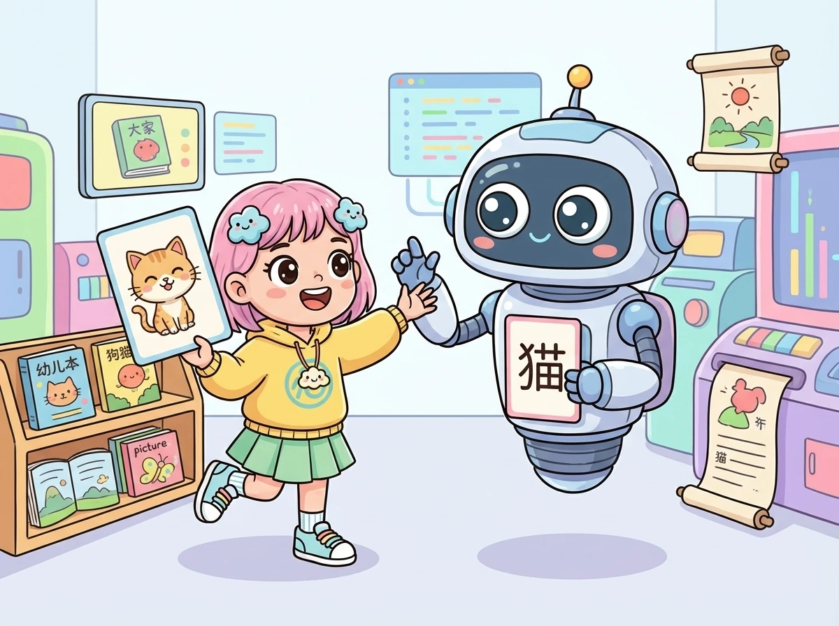 他们遇到了一个巨大的挑战：如何让机器理解人类的语言？艾米想到了一个巧妙的办法：教机器学习大量的图像和文字。