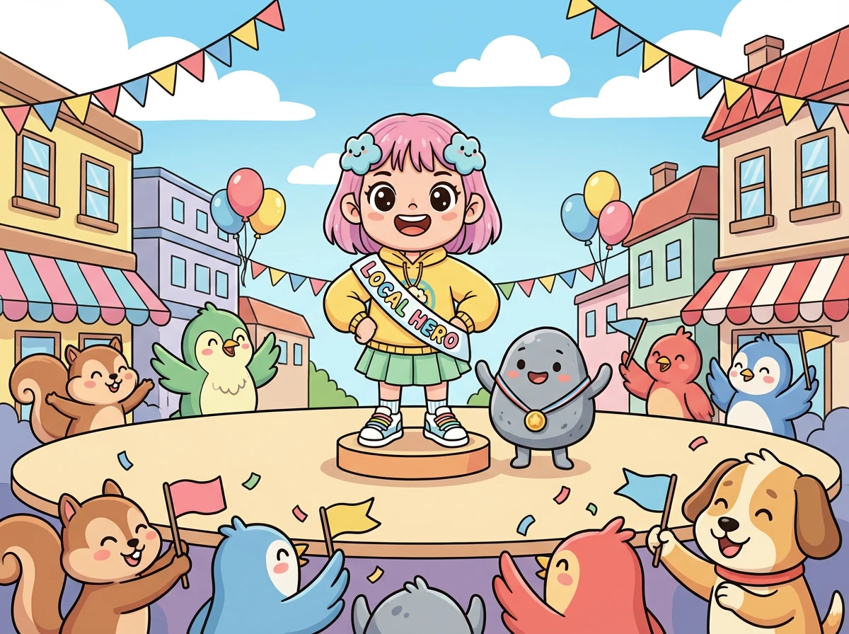 艾米和小石头成为了当地的英雄。他们证明了，只要有梦想、有毅力，再加上朋友的帮助，任何事情都是可能的。