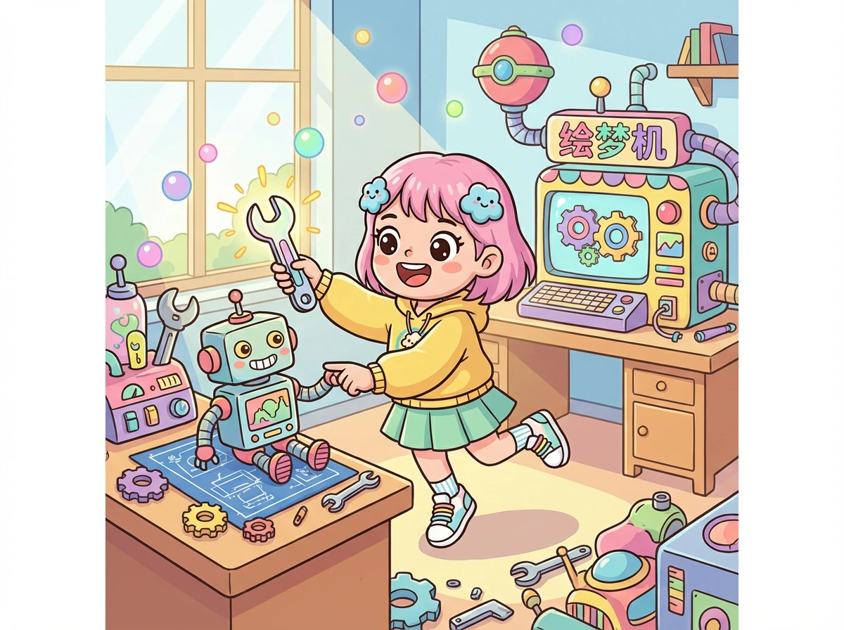 艾米继续探索新的发明，她知道，创造力是无限的。而绘梦机，只是她精彩旅程的开始。