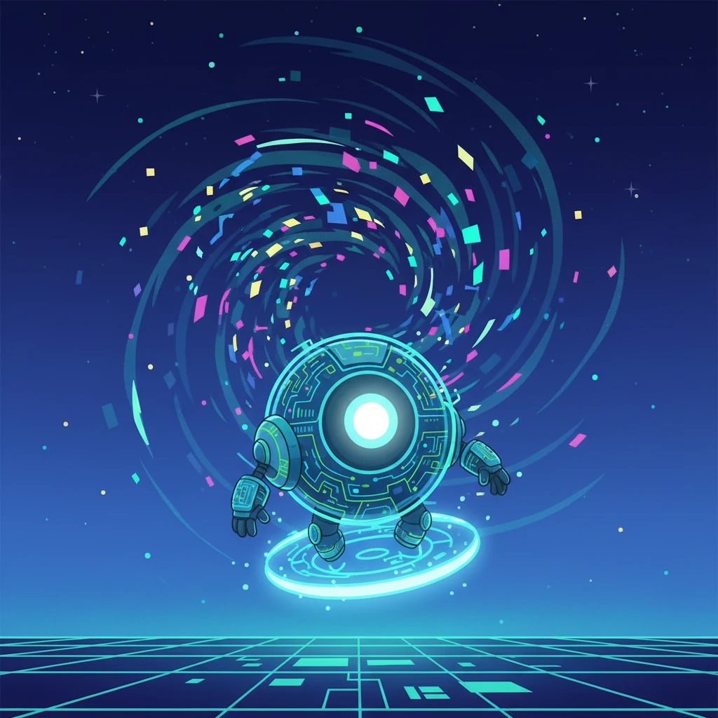 Cypher transforms! No longer just a small sphere, it now possesses sleek, protective armor made of shimmering code, and its eyes glow with focused intelligence. It's ready to face the Glitch-Worm with advanced strategies and a deeper understanding of its foe.