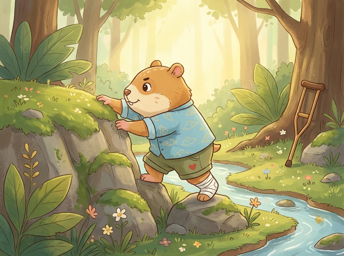 “砰”的一声巨响,土拨鼠爸爸被撞倒在地。小乐和家人吓坏了,赶紧跑过去。