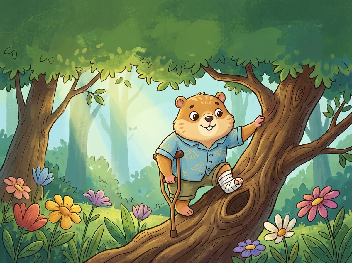 土拨鼠爸爸在接受治疗。小乐每天都去看望爸爸,给他讲故事,鼓励他。