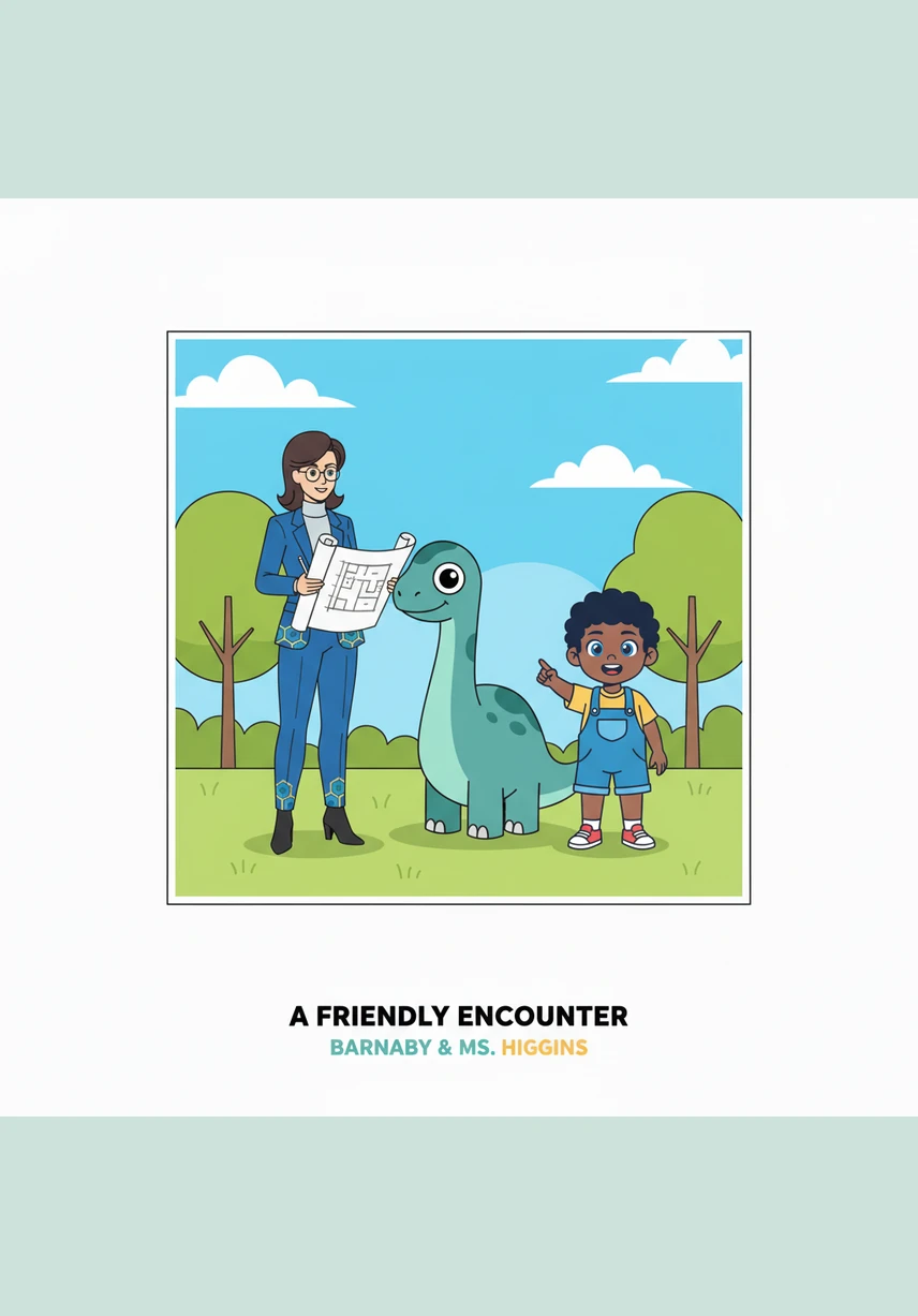 Feeling discouraged, Barnaby sat in the park where he noticed a group of children pointing sadly at the library’s top-floor windows. The most exciting picture books were kept on the highest shelves, and the long, winding stairs were far too tiring for their little legs to climb.