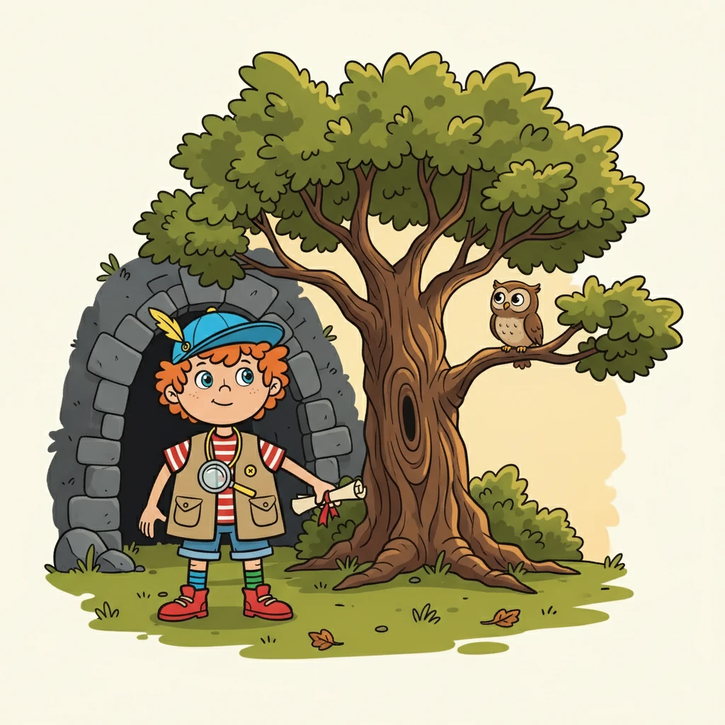 Vid slutet av tunneln fann de en glänta med en gammal ek. På eken satt en liten uggla som verkade leda dem vidare. De följde efter ugglan.