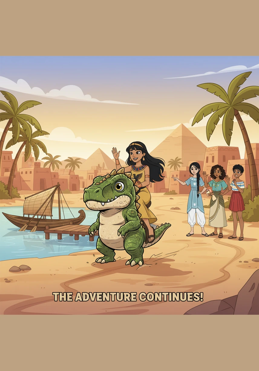 As the morning sun climbs higher, Rexy rides off into the distance, his silhouette fading into the warm Egyptian light. Behind him, the school entrance remains buzzed with excitement as the students prepare to share their once-in-a-lifetime footage with the world.