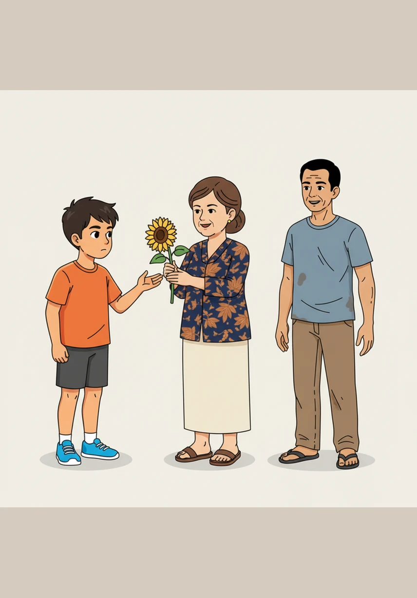 Tak mau menyerah pada keadaan, Bimo mulai membantu ayahnya mengumpulkan kayu bakar dan membantu ibunya berjualan di pasar setiap akhir pekan. Ia menabung setiap keping koin yang didapatnya ke dalam celengan bambu sederhana demi membeli sepatu lari impiannya.