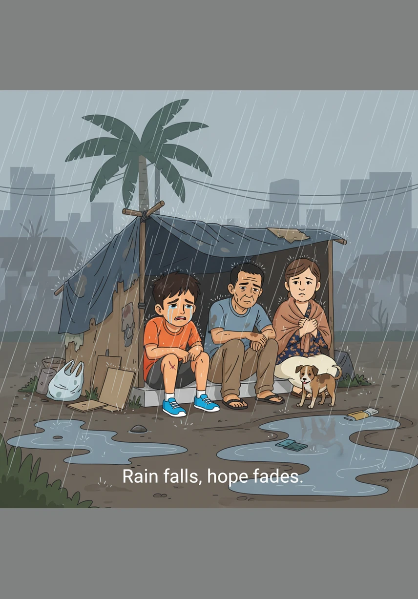 Saat sedang berlari kencang di bawah guyuran hujan, Bimo terpeleset dan mengalami cedera lutut yang cukup parah hingga ia sulit berdiri. Ia terduduk di pinggir jalan sambil memegangi kakinya yang sakit, merasa sangat putus asa dan sempat berpikir untuk berhenti mengejar mimpinya.