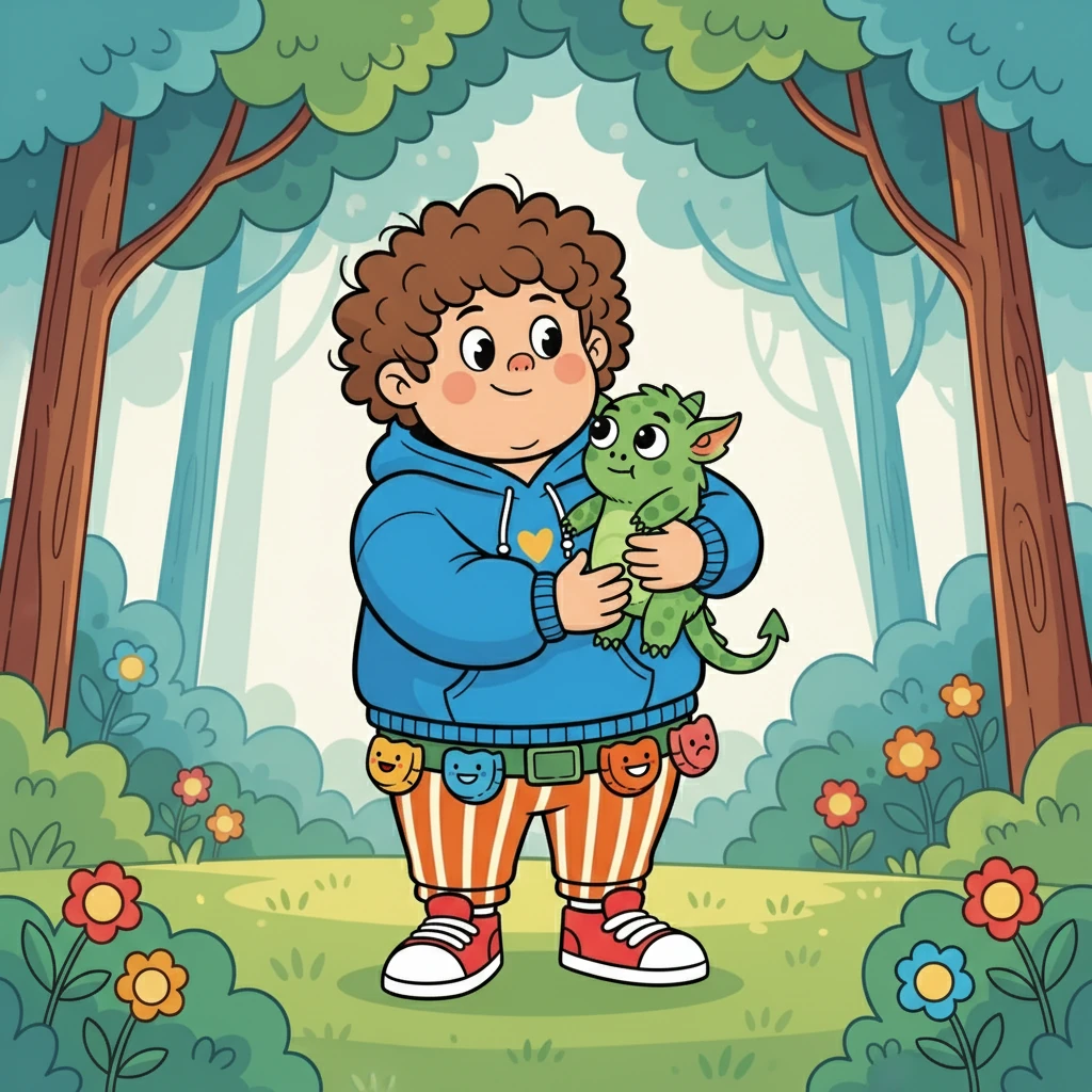 Martins, com muito carinho, abraçou o monstrinho verde. Ele aprendeu que o medo é natural, e que a coragem pode ajudá-lo a superá-lo.