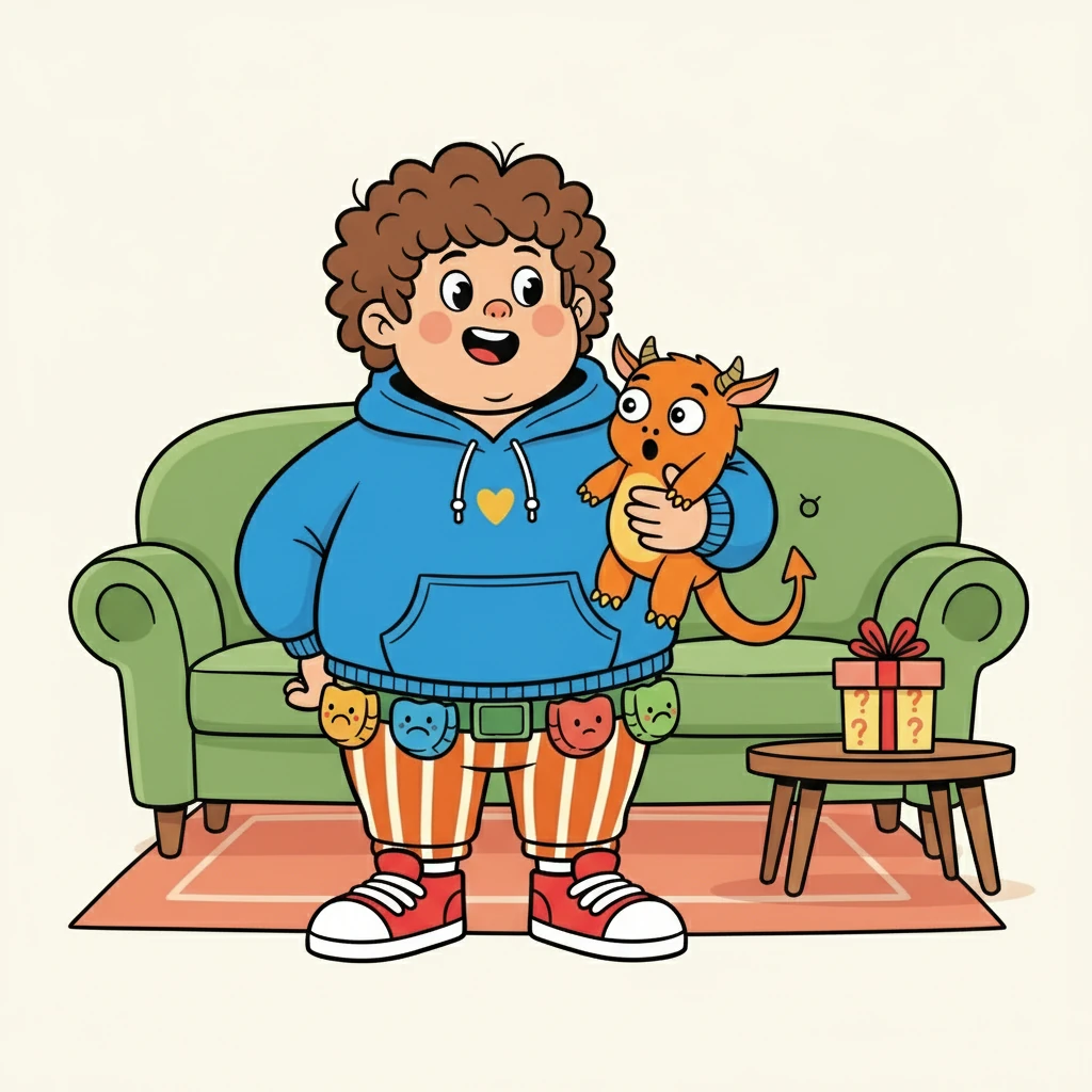 O monstrinho, então, mudou para laranja. "A surpresa!" exclamou o monstrinho, com os olhos arregalados.