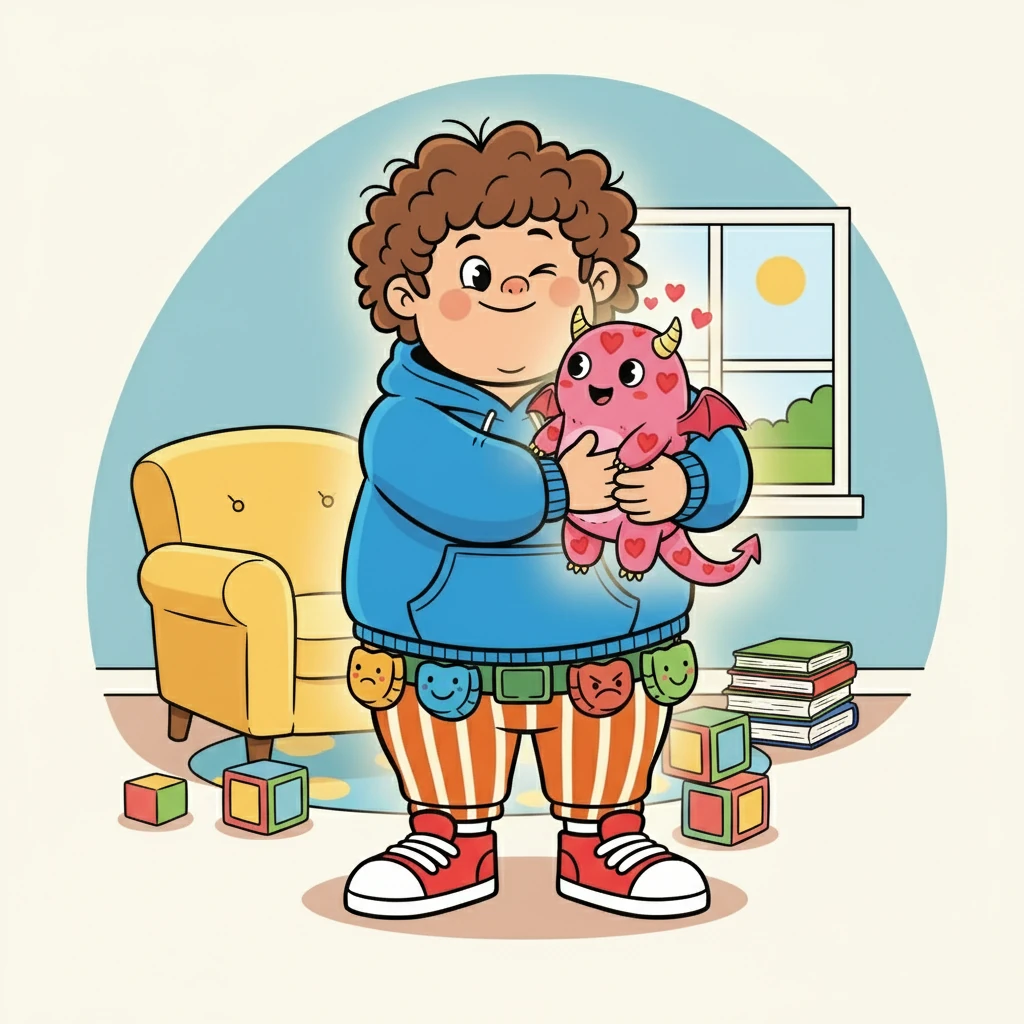 Martins sentiu o amor aquecer seu coração ao abraçar o monstrinho rosa. Ele aprendeu que o amor é o sentimento mais importante.