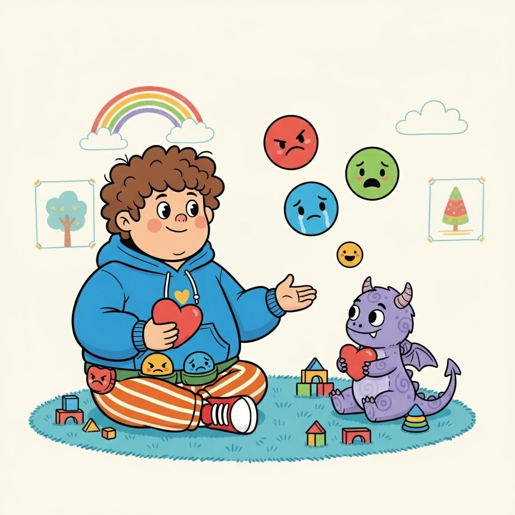 Martins aprendeu a conversar com o monstrinho sobre seus sentimentos. Ele aprendia a lidar com a raiva, a tristeza e o medo de forma saudável.