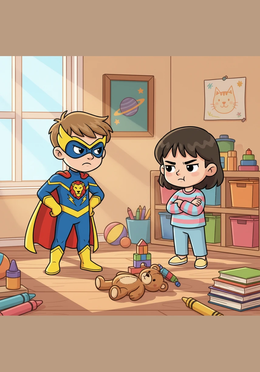 Suddenly, a disagreement sparked over who should place the shimmering golden star at the very top. Leo reached for it just as Mia grabbed the other side, their faces clouding with frustration and stubbornness.