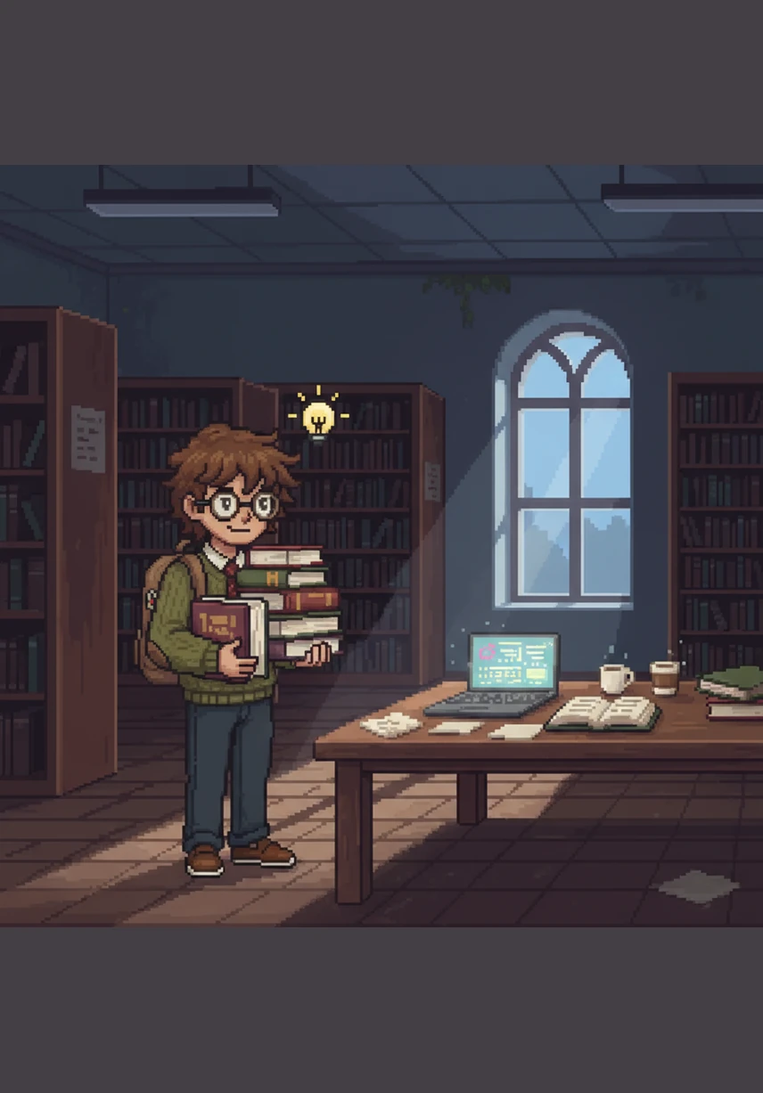 Late at night in the MIT library, Hunch is surrounded by open books and handwritten notes, finally connecting the dots between difficult concepts. He no longer relies on luck, using his intuition to break down complex ideas and earning a success that is finally, honestly his own.