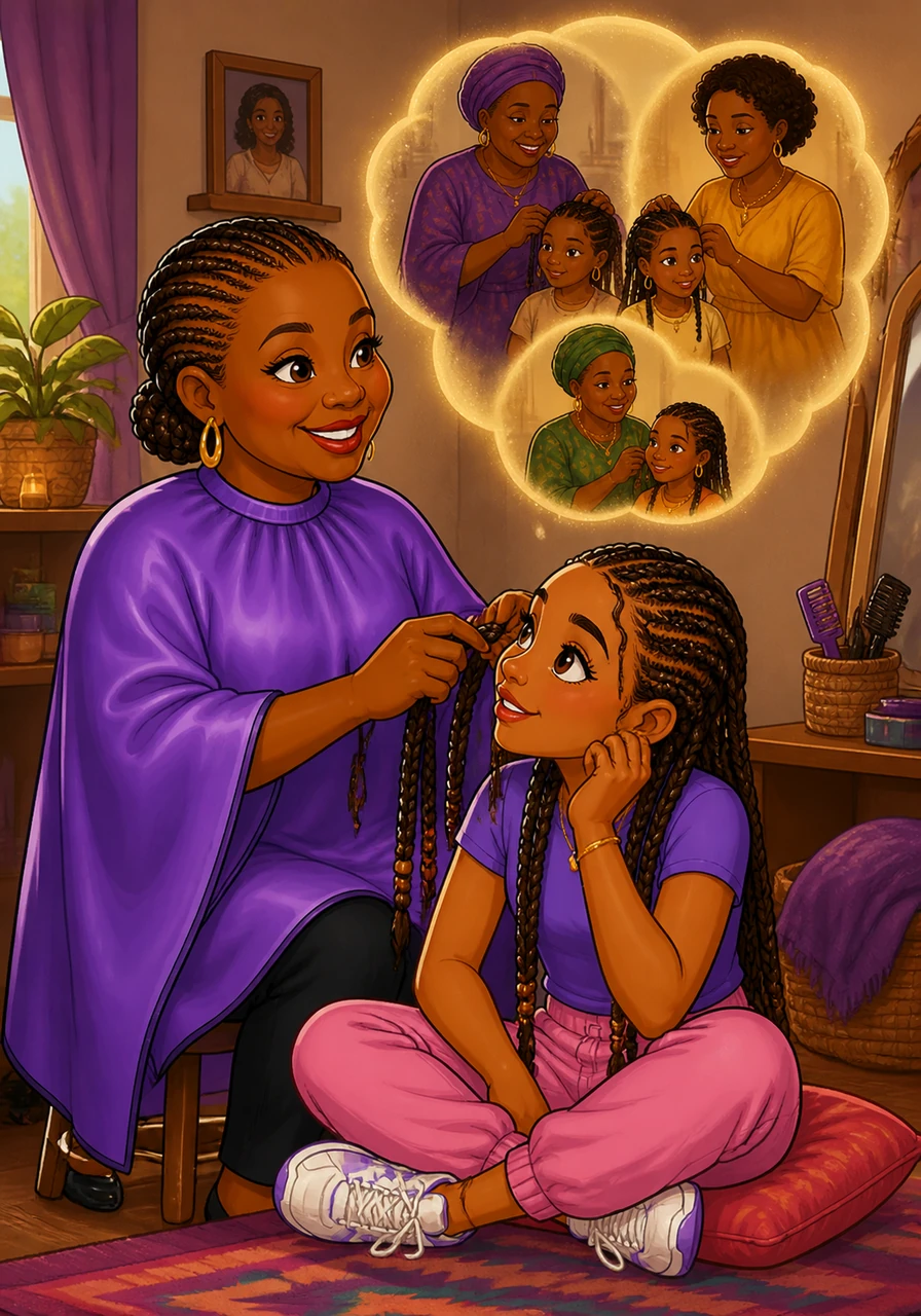 As the braids begin to take shape, Amara shares stories of the women in their family who passed down these techniques through generations. Maya listens intently, realizing that every tuck and pull is a thread connecting her to her ancestors.