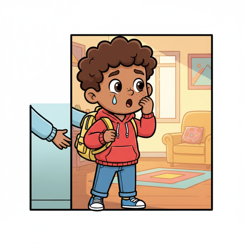 Just as his mother reached out to comfort him, a booming voice from the living room called, 'Sami! Come here quickly... I have a surprise for you!' Sami's tears, caught mid-stream, transformed into wide-eyed curiosity. A surprise? His stormy mood began to clear like magic.