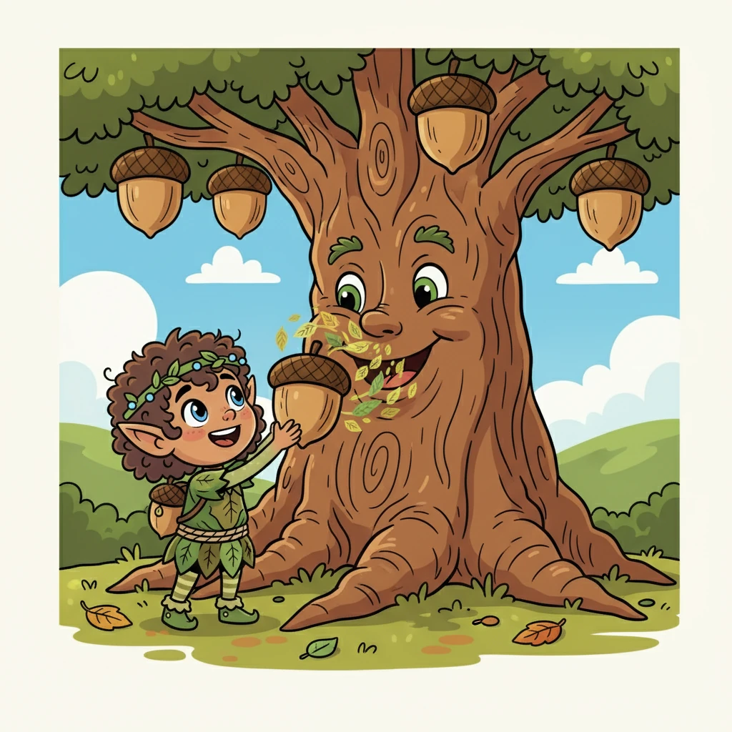 "Please take my nuts," boomed the nut tree, its voice like the rustling of leaves. Pen and Pip looked at each other, their eyes sparkling with excitement. They knew exactly what to do.