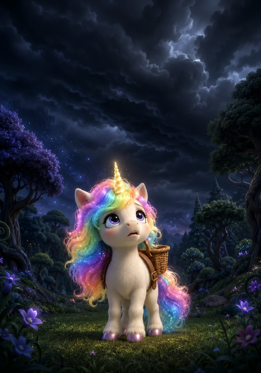 Dans une clairière cachée au cœur de la Forêt Enchantée, une petite licorne nommée Lumina adore regarder les étoiles briller chaque soir. Sa crinière brille doucement de toutes les couleurs de l'arc-en-ciel à chacun de ses pas. Mais ce soir-là, un grand nuage sombre passe et éteint les lumières du ciel, plongeant la forêt dans une nuit triste.
