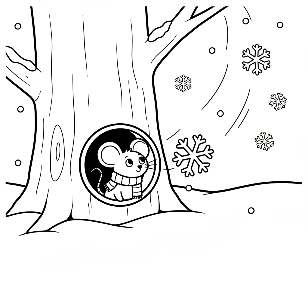 Pip, a tiny mouse, peeked out from his cozy home. Big, soft snowflakes twirled past his window, covering the world in a blanket of white. He dreamed of the special magic Christmas always brought.