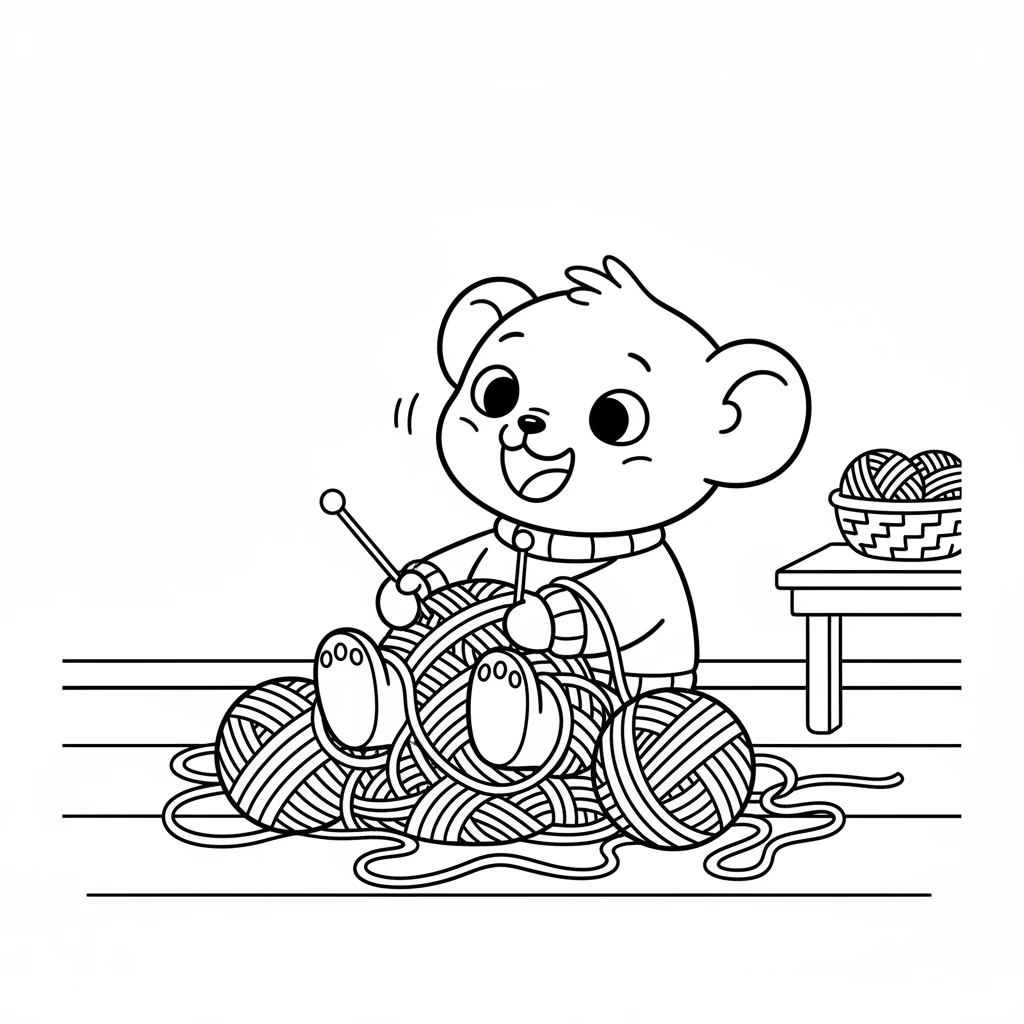 Pip tried to knit, but the yarn kept tangling into funny knots. He giggled as his paws got all mixed up. Learning to knit was much harder than he thought!