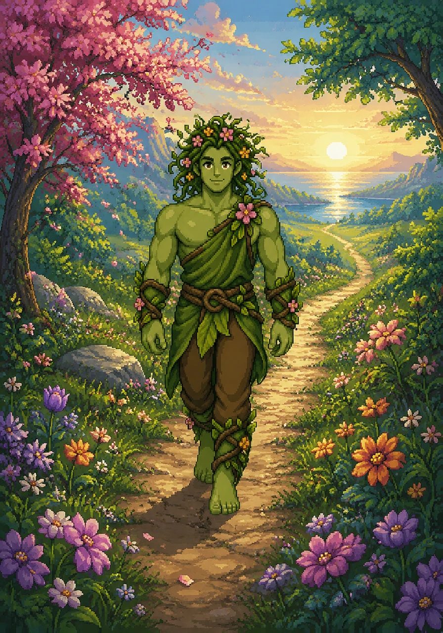 Spring continues his journey, the world blooming around him, a mirror of his own hopeful heart. He carries the memory of the golden lady, and he walks toward a future where their seasons will eventually blend into a lasting summer.