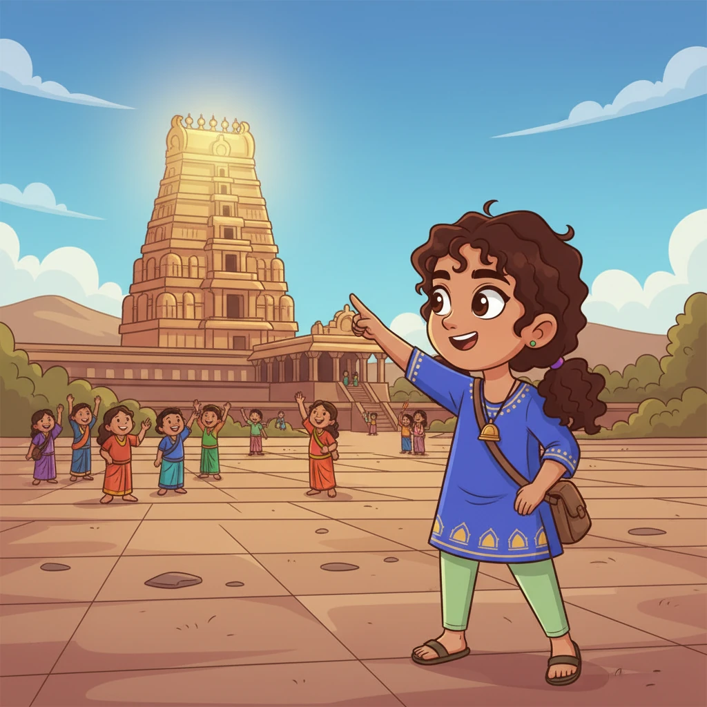 Finally, after years of tireless labor, the Brihadeeswarar Temple stands complete, a breathtaking marvel of engineering and art. Its golden capstone gleams under the midday sun, a beacon of spiritual power and architectural genius. Devotees and citizens gather, their hearts swelling with pride and reverence.