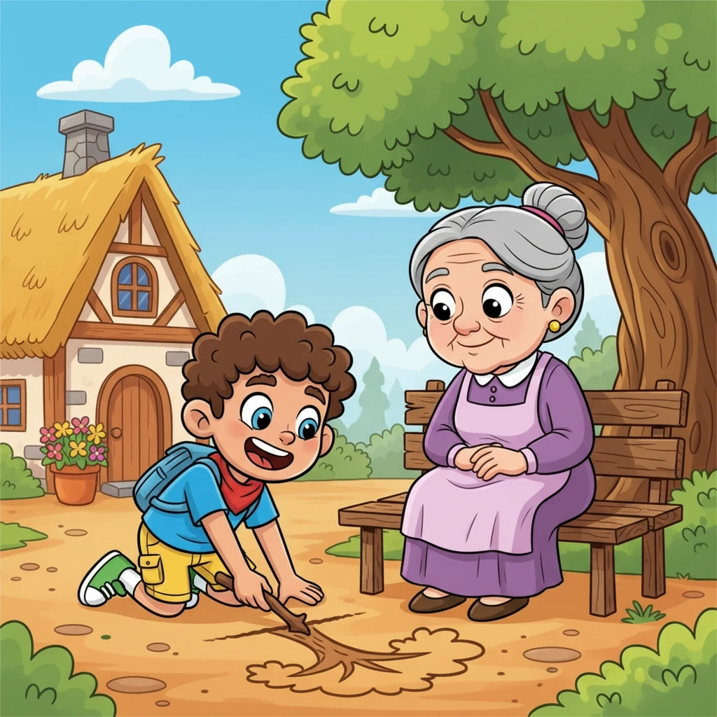 Bounding with excitement, Leo rushed to find his wise Grandma Elara, who was known for her kind heart and clever hands. He eagerly explained his big plan, drawing pictures in the dust with a stick. Grandma Elara listened with a thoughtful smile, her eyes twinkling with encouragement.