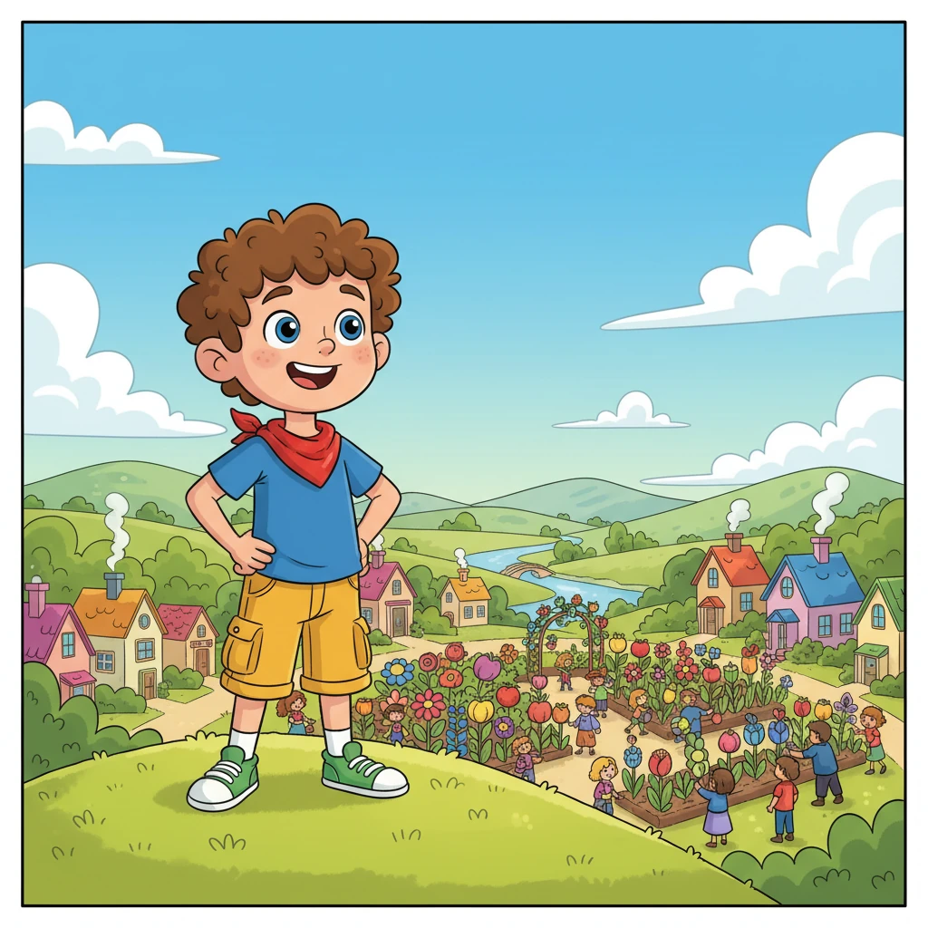 Leo stood on a small hill overlooking his flourishing village, a proud smile on his face. The community garden was now a vibrant heart of their home, a place of growth and sharing. He knew that with bright ideas and helping hands, anything was possible for his wonderful village.