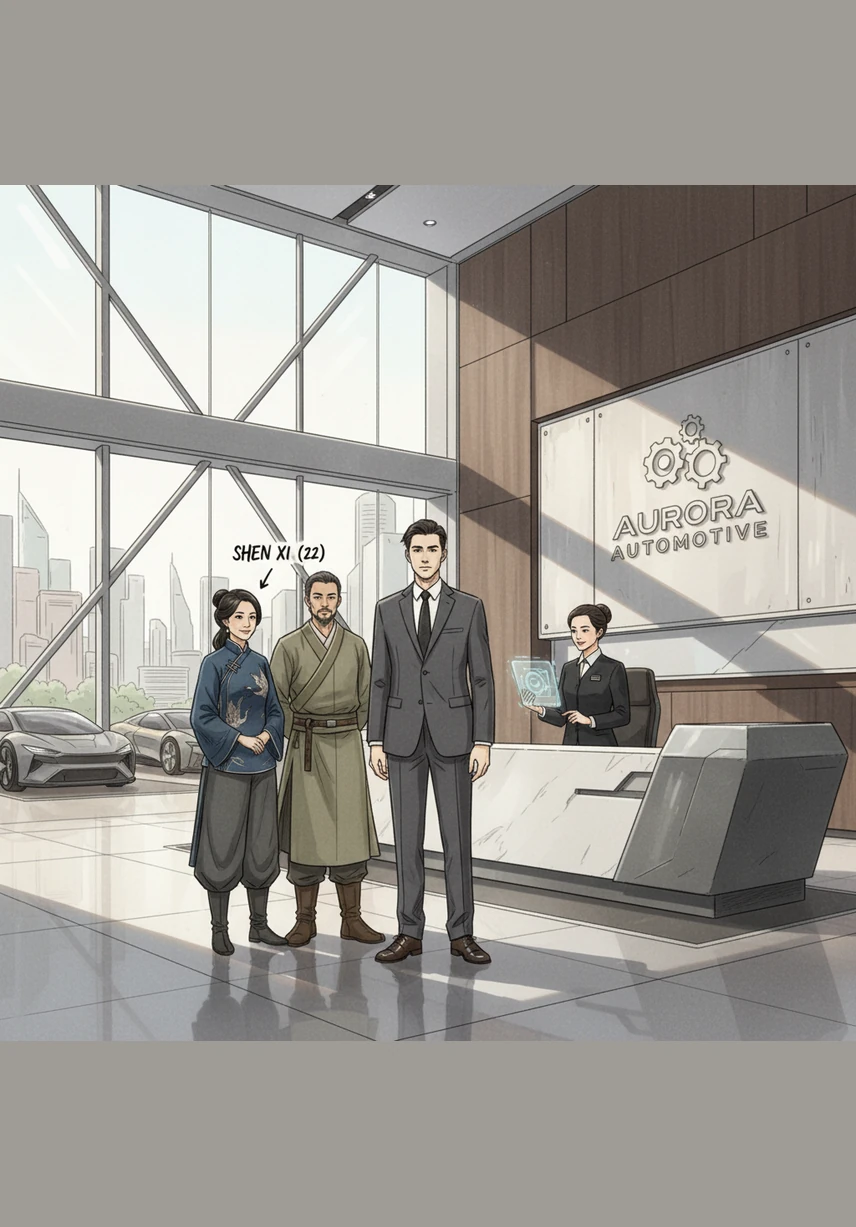 Now a young man, Shen Xi works as an intern at a gleaming automotive headquarters, his simple attire contrasting sharply with the luxury cars and the cold, mocking stares of his wealthy colleagues.