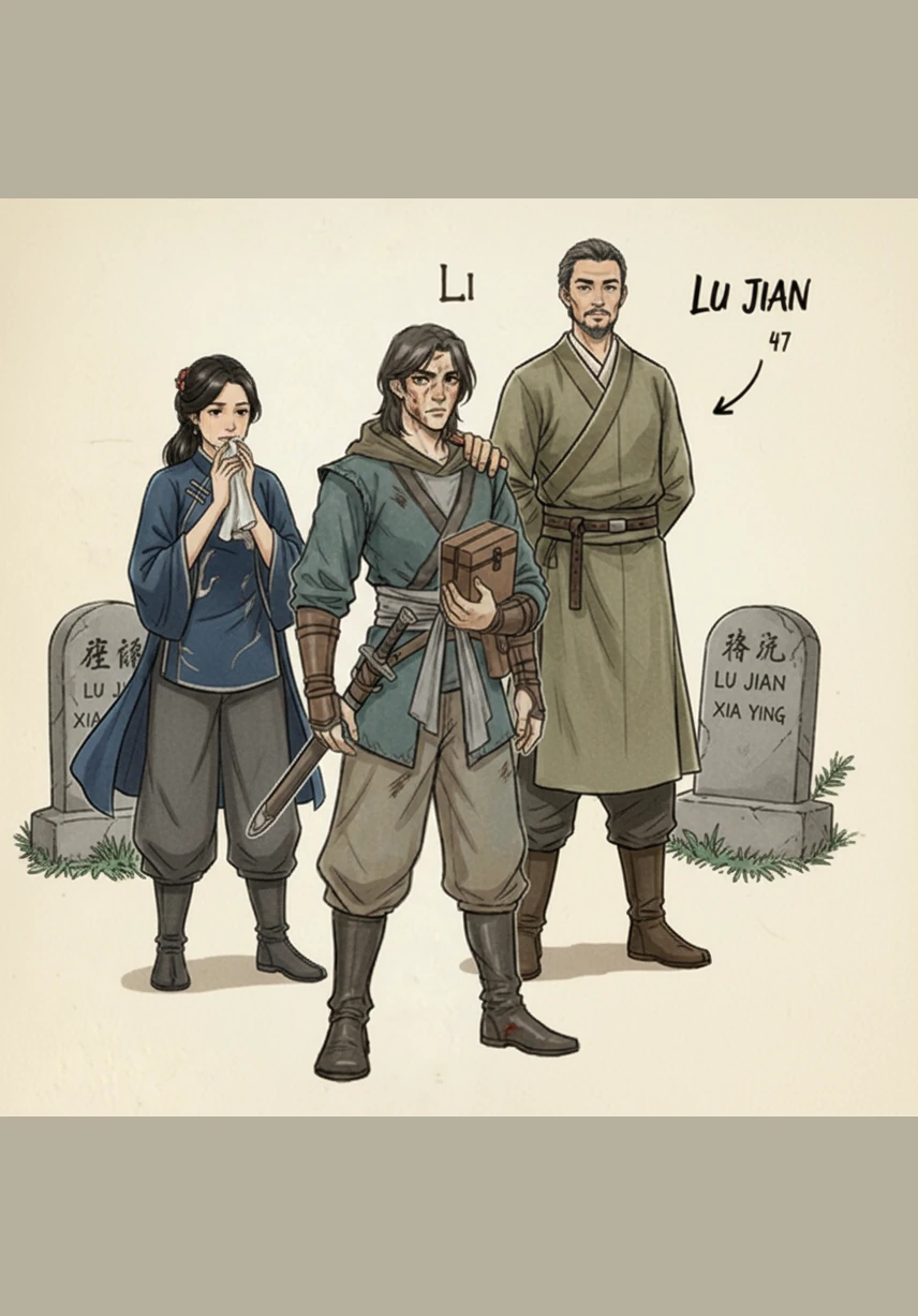 Shen Xi stands before a row of modern, sun-drenched apartments in the city, handing a set of shiny gold keys to his emotional foster parents who are overwhelmed by his sudden success.