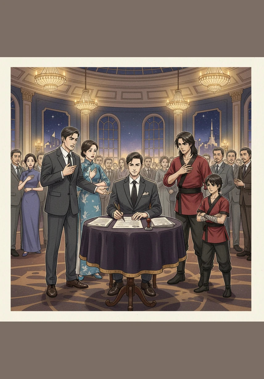 At a prestigious gala filled with the city's elite, Shen Xi calmly signs a document severing all legal ties with the Lu family, his quiet confidence overshadowing their desperate attempts to reclaim him.