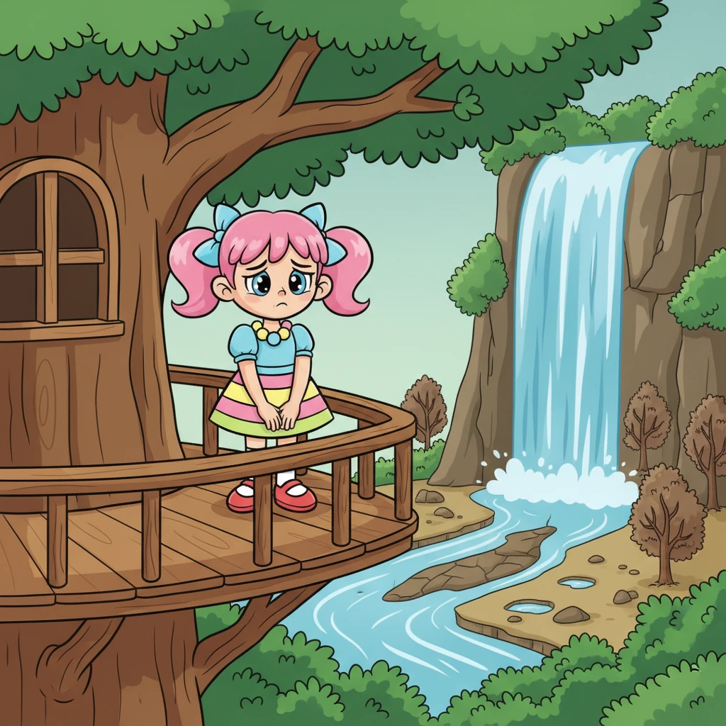 Tymczasem, w świecie pełnym bujnej zieleni i magicznych zwierząt, żyła Mika. Jej domem był domek na drzewie, otoczony śpiewem ptaków i szumem wodospadów. Mika miała jednak własne zmartwienia; jej ukochany las powoli tracił swój blask, a rzeki wysychały z niewiadomego powodu, co bardzo ją smuciło.