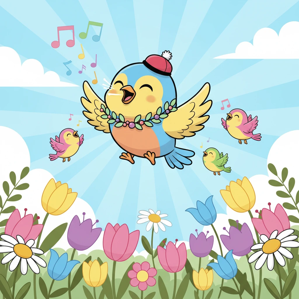 Dengan hati yang ringan, Pipit terbang tinggi di antara bunga-bunga yang bermekaran. Dia mulai bersenandung, melantunkan melodi paling indah yang pernah ada. Burung-burung lain ikut bergabung, dan Pipit bersyukur atas anugerah suaranya.