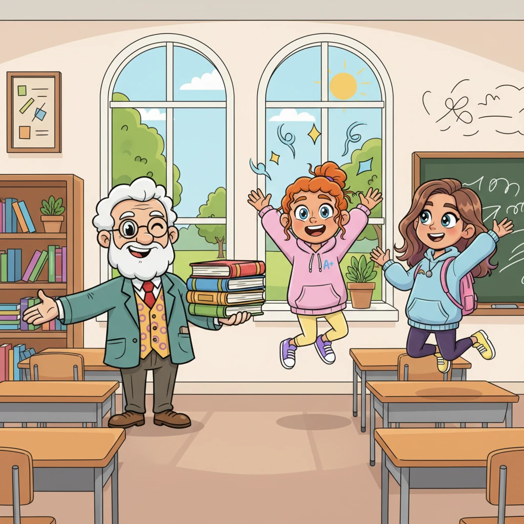 "Alright class," Professor Quibble boomed with a wink, "time to shake out those brain-cobwebs! Go forth and release your wonderful energy!" A ripple of excitement went through the room as everyone looked at each other with wide smiles.