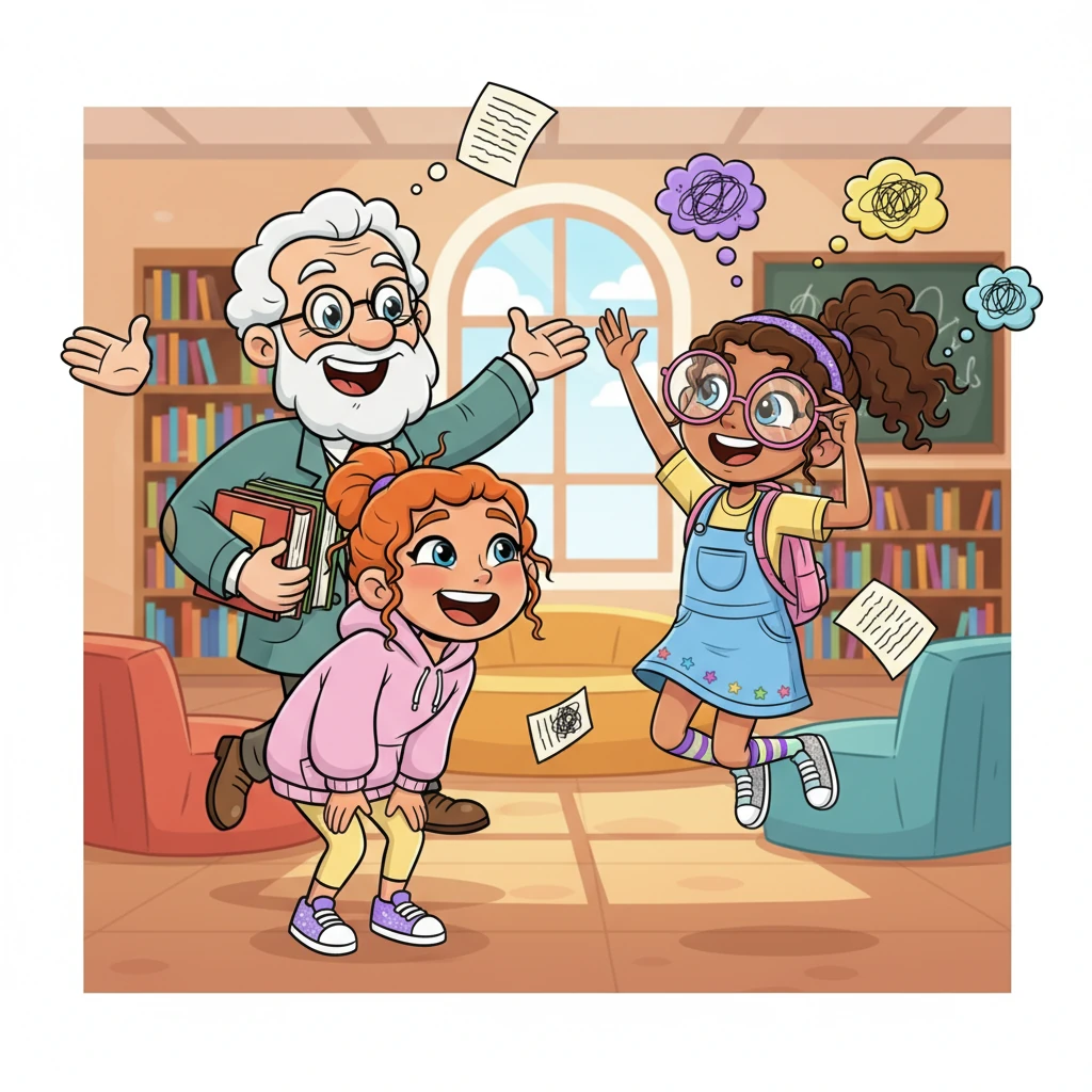 "It's like all the quiet thinking has built up into a giant wiggle-monster inside me!" giggled another student, Maya, adjusting her sparkly glasses. "We absolutely have to find a way to let it all out before we burst with silliness!"