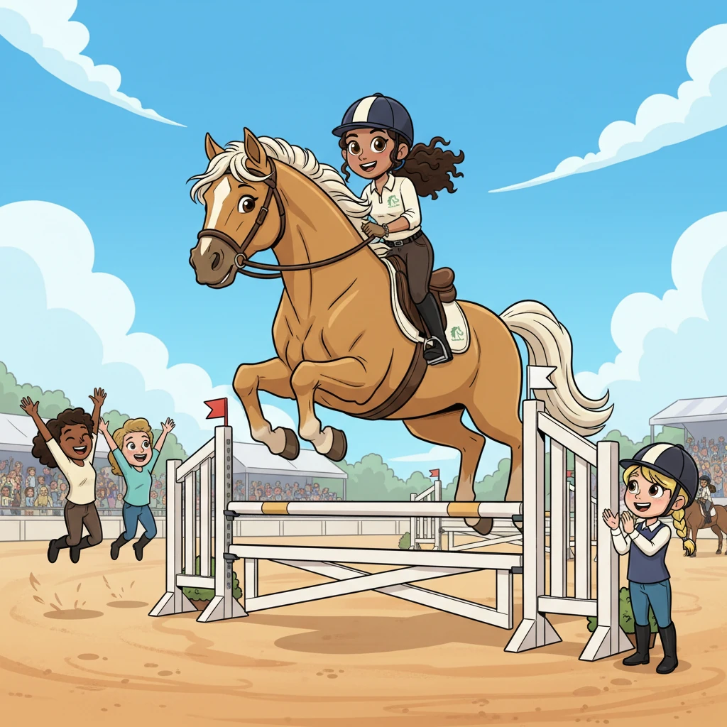 The atmosphere at the weekend competition was electric, filled with nervous energy and hopeful anticipation. Comet and I soared over the final jump in the hunter course, landing with perfect precision. My teammates cheered wildly, and even Everly, who had completed her beginner course with a clear round, was beaming, a true testament to her perseverance.