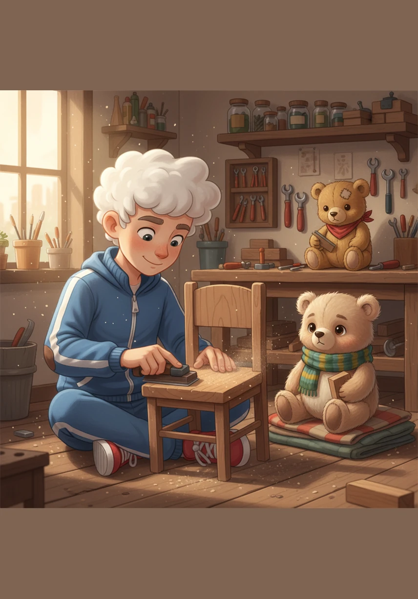 He spends the afternoon sanding a small wooden chair until the surface feels as smooth as silk. Milo takes great pride in making things that are strong, useful, and built to last a lifetime.