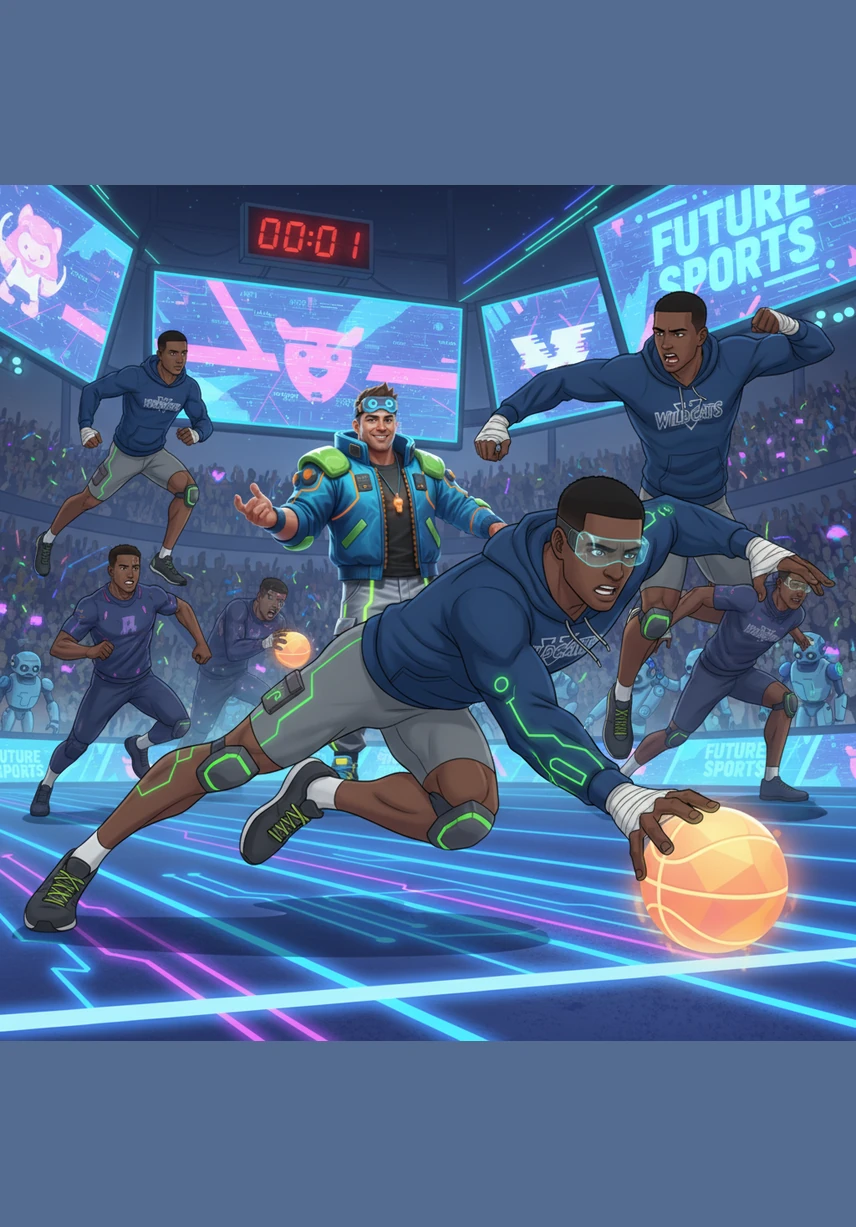 With the clock ticking down, Marcus lunges forward in a final, desperate play for the goal line. The roar of the crowd becomes a distant hum as he focuses entirely on the ball, embodying the fierce determination of a true gladiator.