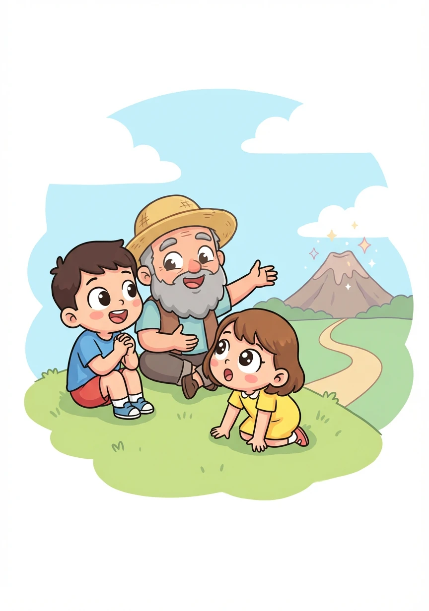 Một ngày nọ, họ nghe kể về một ngọn núi lửa thần kỳ, nơi cất giữ những viên đá quý lấp lánh.