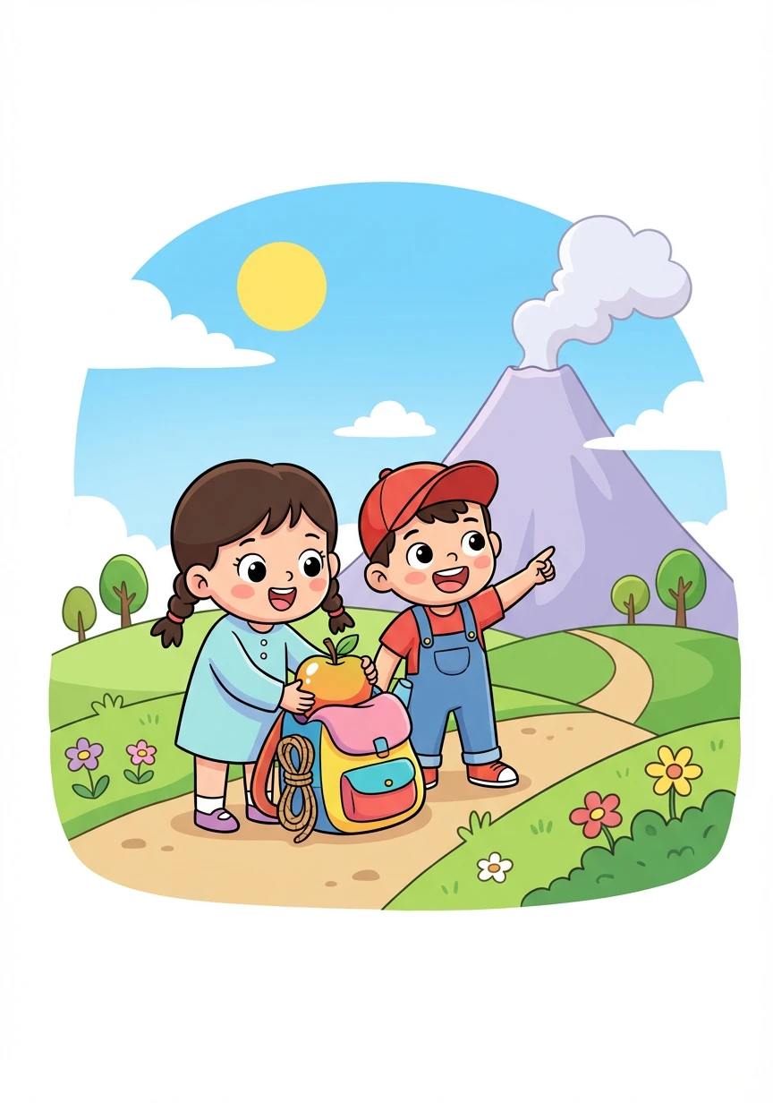 An và Huy quyết định lên đường khám phá ngọn núi lửa. Họ chuẩn bị hành trang và bắt đầu cuộc hành trình.