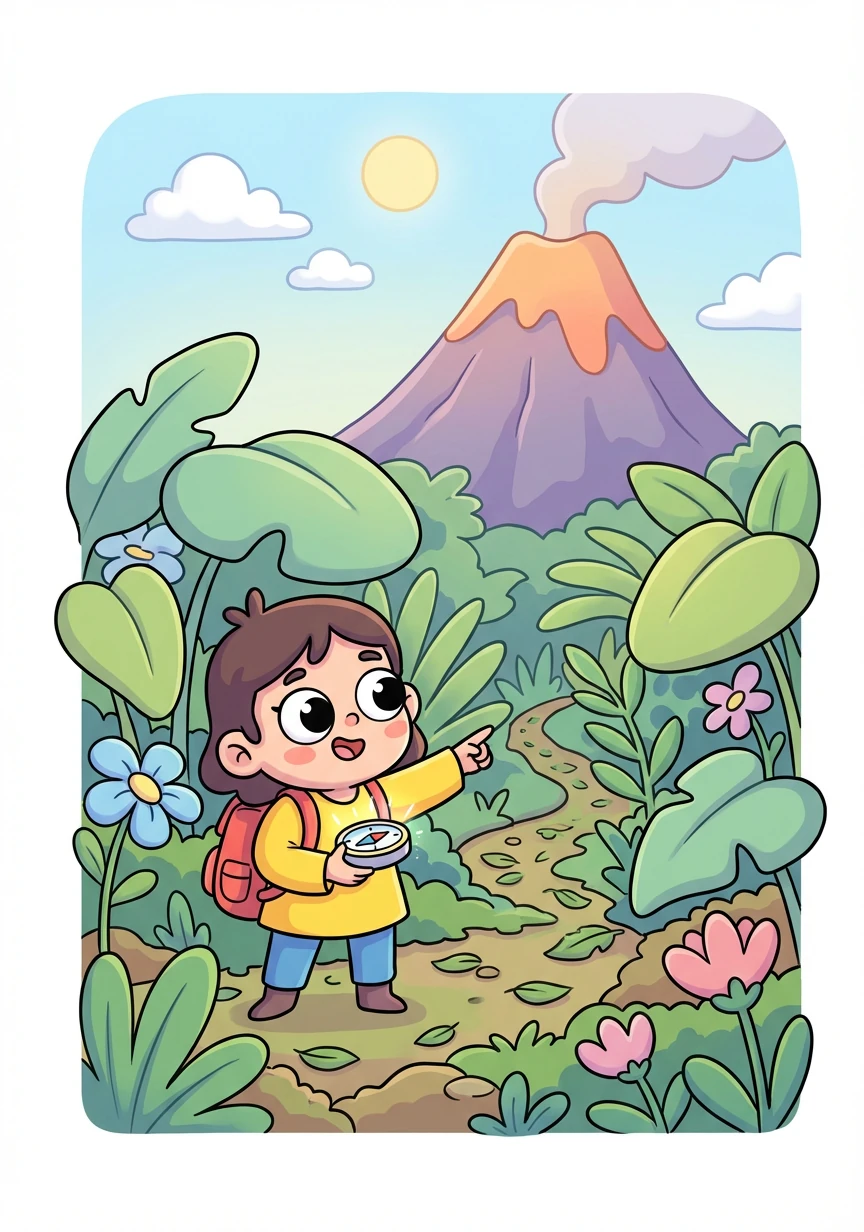 Khi đến chân núi lửa, họ thấy một khu rừng rậm rạp. An dùng trí thông minh để tìm đường đi.