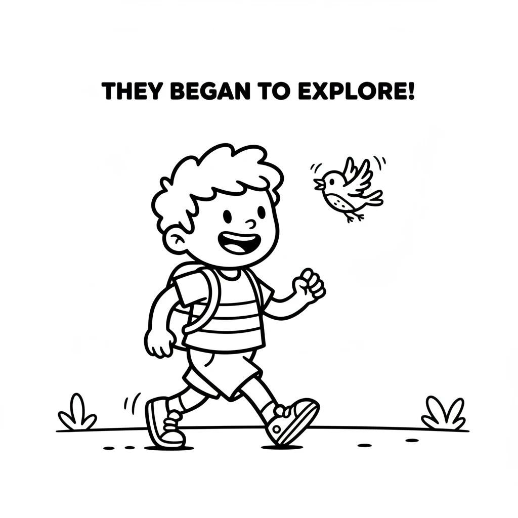 Mister Doodle and his new bird friend decided to explore together. The bird flew just ahead, guiding the way with quick, happy flutters. Mister Doodle