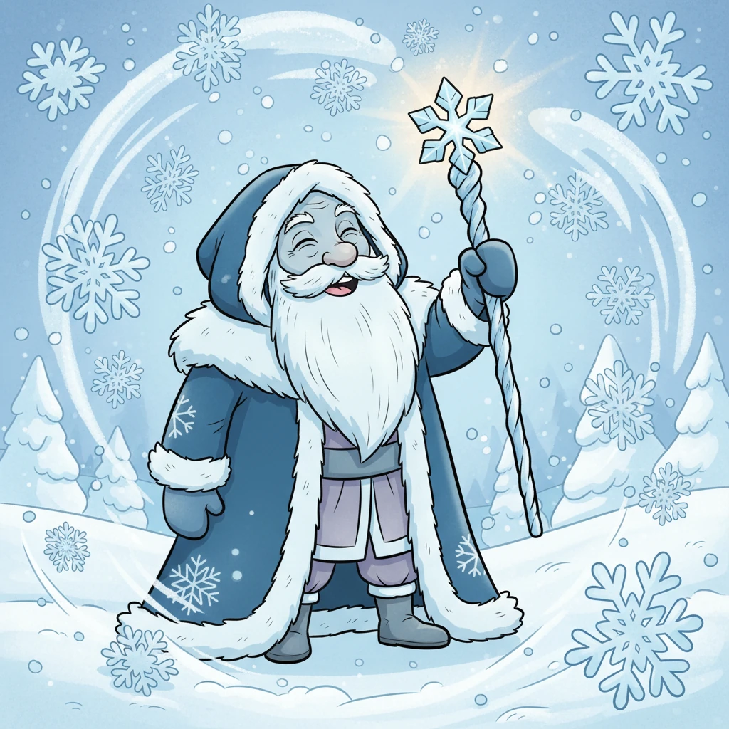 With a twinkle that only the keenest eyes could catch, Grandpa Frost raised his staff, covered in swirling frost. Suddenly, fluffy snowflakes began to dance down from the sky, twirling and swirling in a joyful ballet. The world transformed into a glistening white canvas, inviting all to play.
